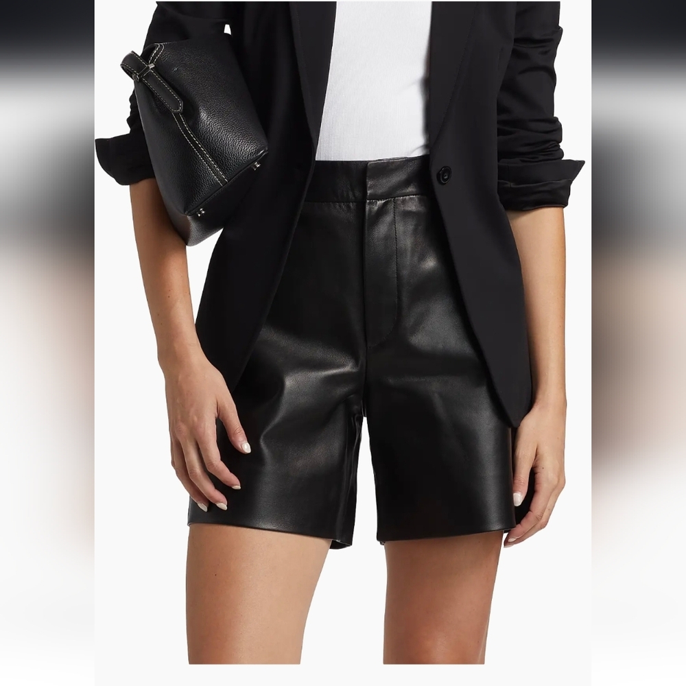 Frame Black Easy Leather Shorts Meduim Sz 8 NWT $988